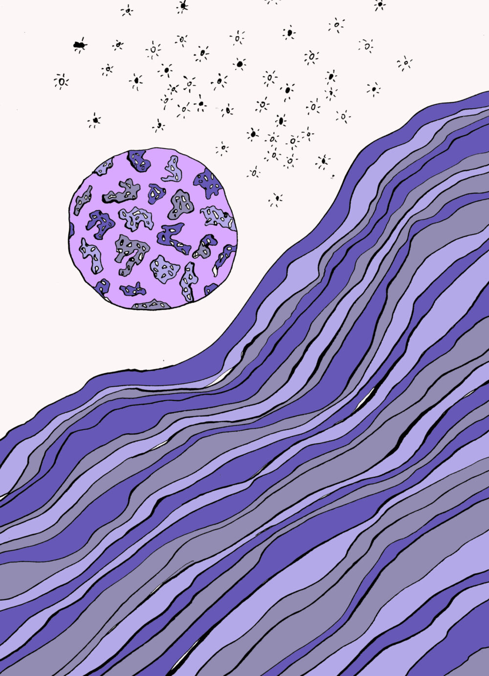organic illustration art bio cells universe lilac